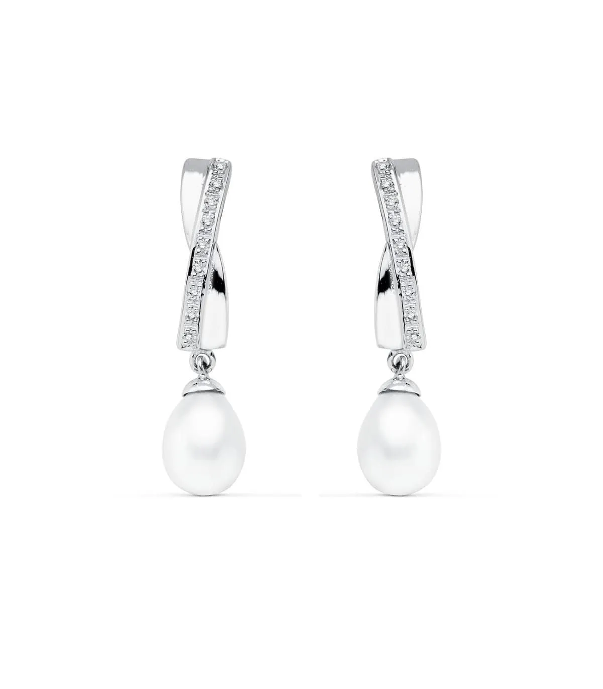 Pendientes de novia Madame Madeleine Oro Blanco 9K Perla