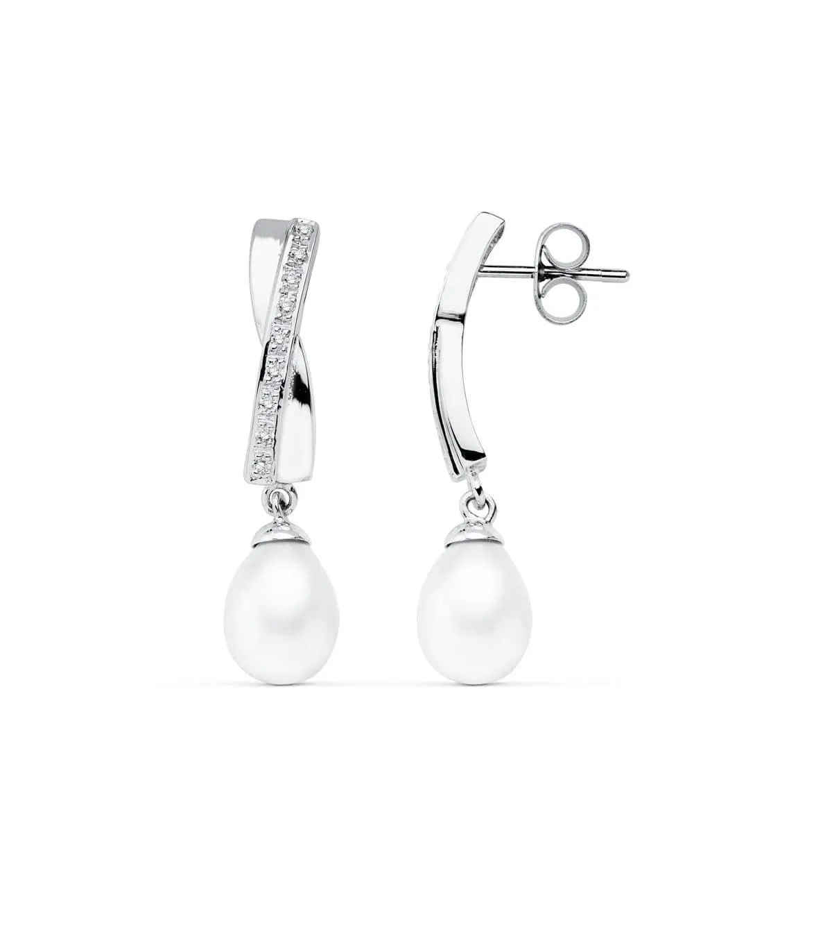 Pendientes de novia Madame Madeleine Oro Blanco 9K Perla