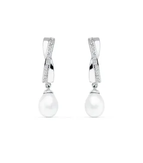 Pendientes de novia Madame Madeleine Oro Blanco 9K Perla