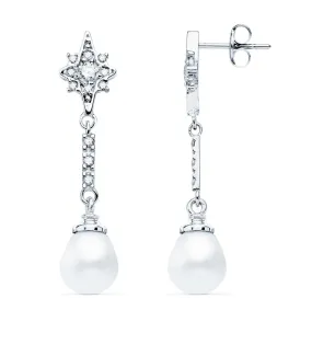 Pendientes Novia Iraide Oro Blanco 18K Perla