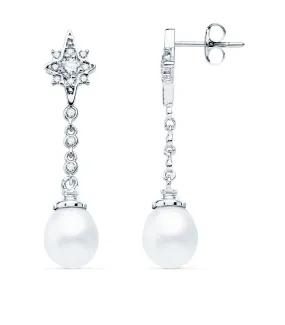 Pendientes Novia Nadine Oro Blanco 18K Perla