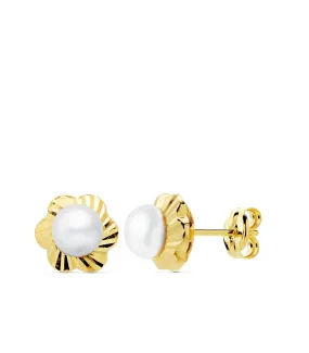 Pendientes Perla Helene Oro Amarillo 18K 7 mm