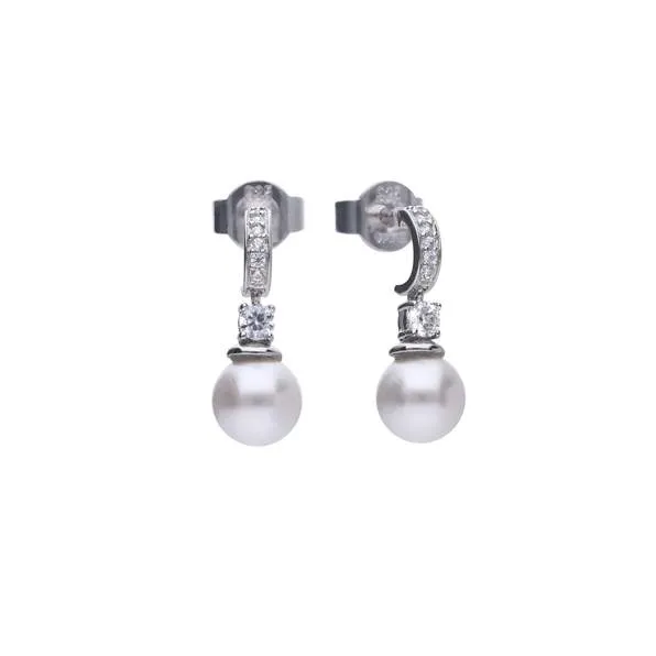 Pendientes Plata Perla y Circonitas