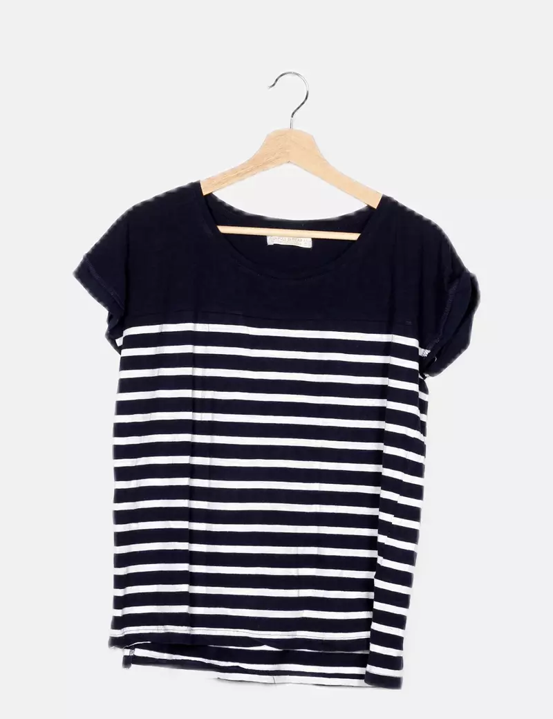 Pull&Bear Camiseta azul rayas