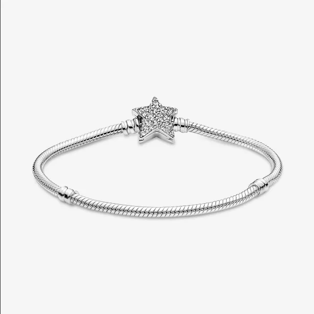 Pulsera en Plata de Ley Cadena de Serpiente con Estrella Asimetrica 599639C01