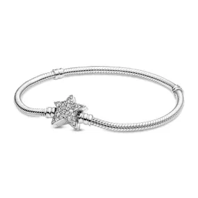 Pulsera en Plata de Ley Cadena de Serpiente con Estrella Asimetrica 599639C01