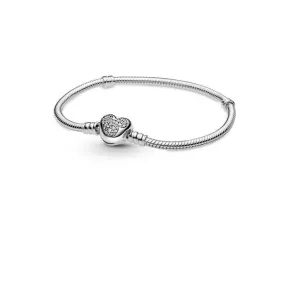 Pulsera Moments en plata de ley Cadena de Serpiente Cierre Corazón Mickey Mouse de Disney 599299C01