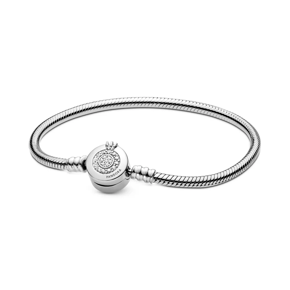 Pulsera Moments en plata de ley Corona Brillante con Cadena de Serpiente