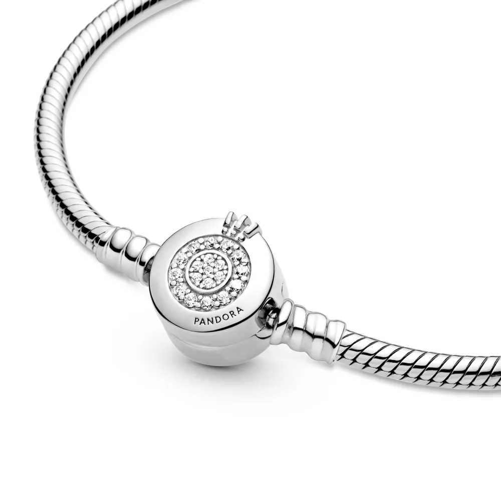 Pulsera Moments en plata de ley Corona Brillante con Cadena de Serpiente