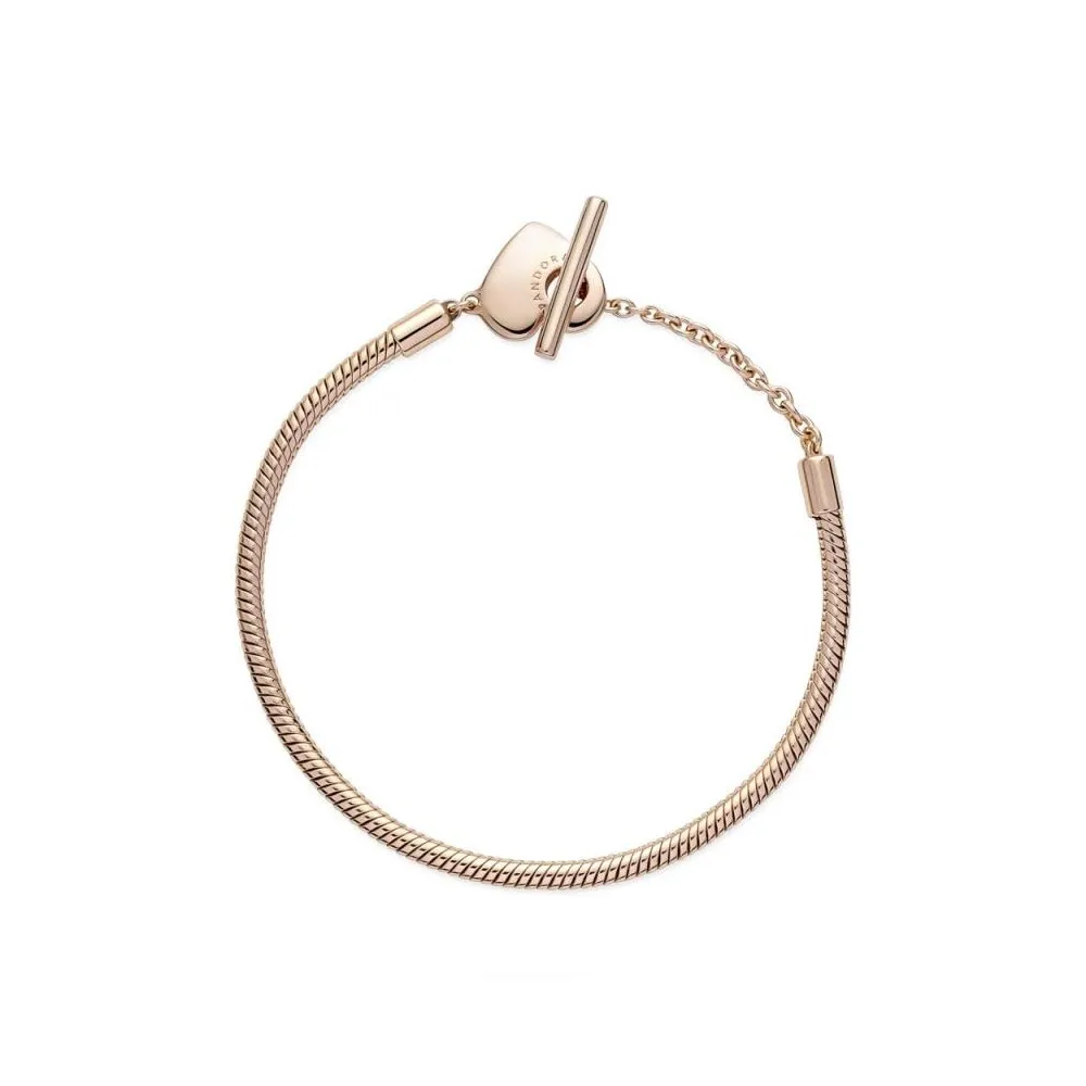 Pulsera Pandora Moments Cadena de Serpiente con recubrimiento de oro rosa de 14k