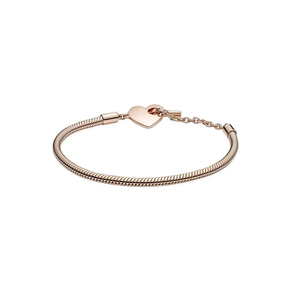 Pulsera Pandora Moments Cadena de Serpiente con recubrimiento de oro rosa de 14k