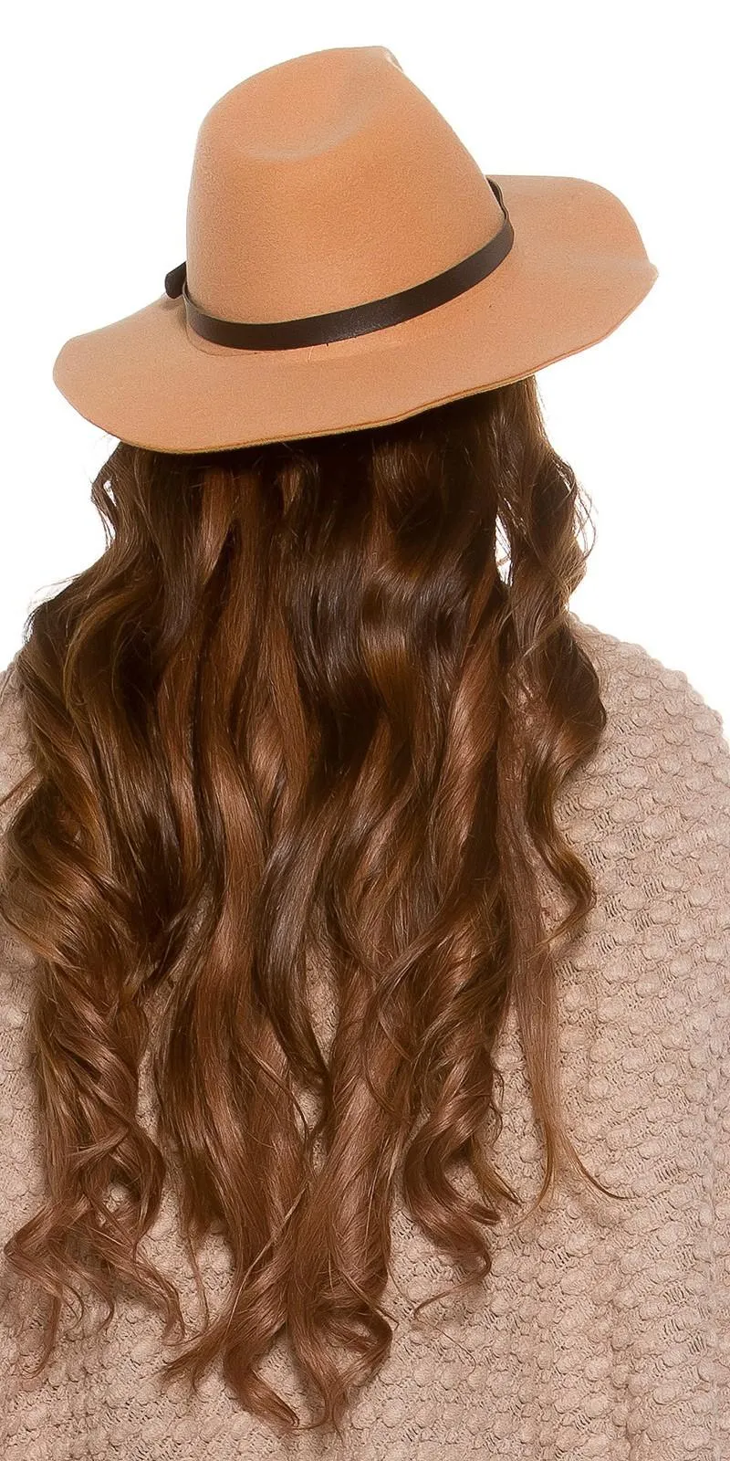 Sombrero boho de fieltro color beige