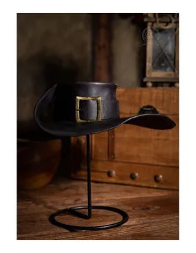 Sombrero de los mosqueteros en piel - Negro