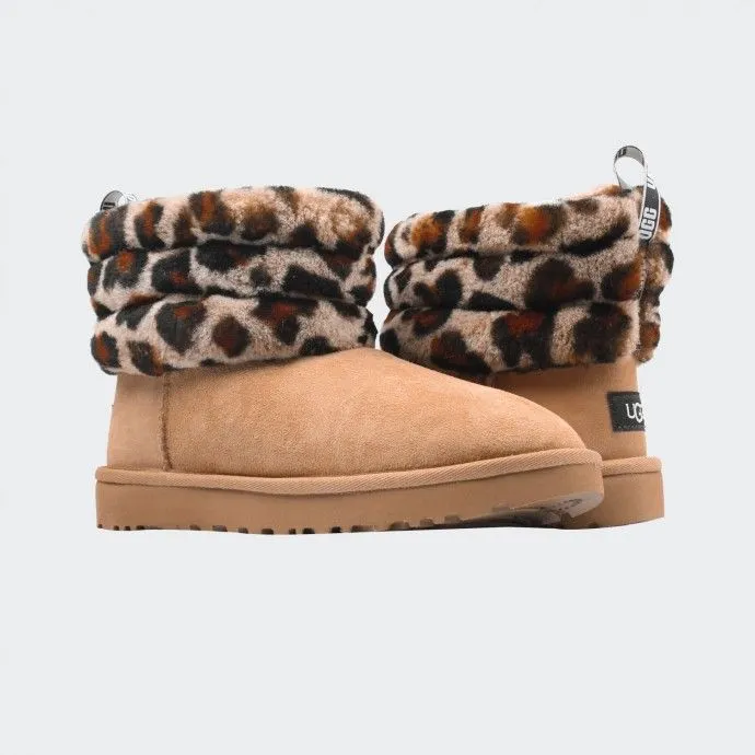 UGG Botas UGG Fluff Mini Quilted Leopard