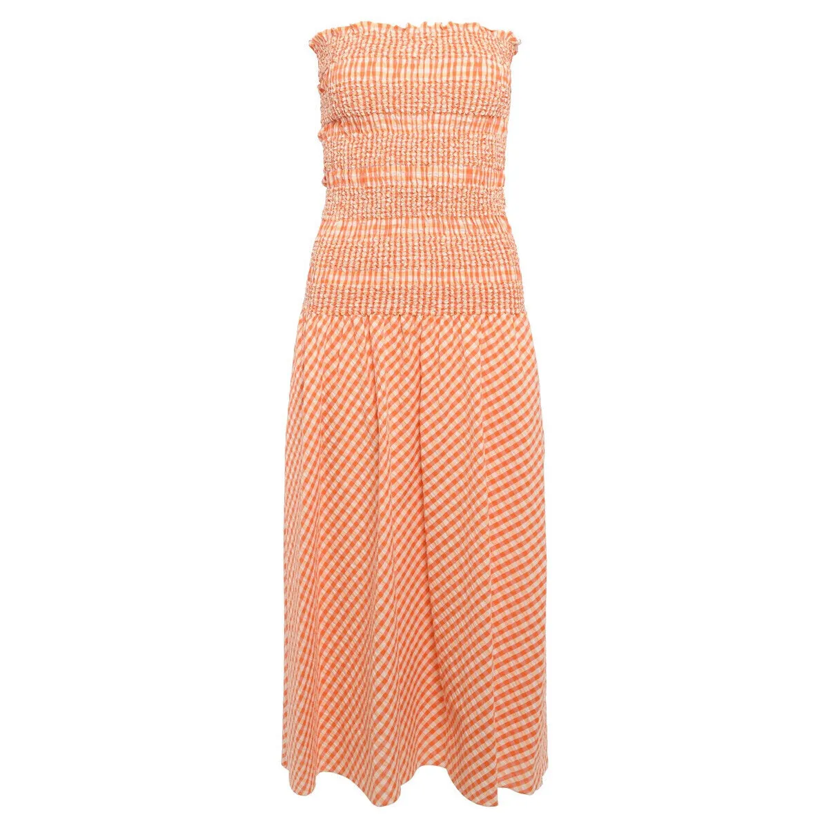 Vestido midi  blanco y naranja