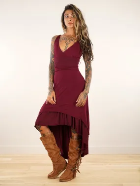 Vestido midi Nuria, Burdeos