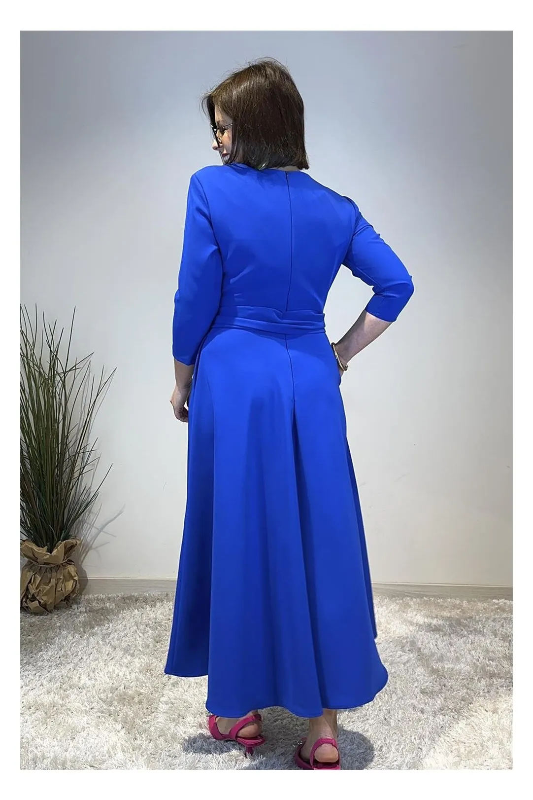 VESTIDO MIDI VUELO AZUL