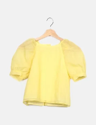 Zara Blusa amarilla mangas de tul