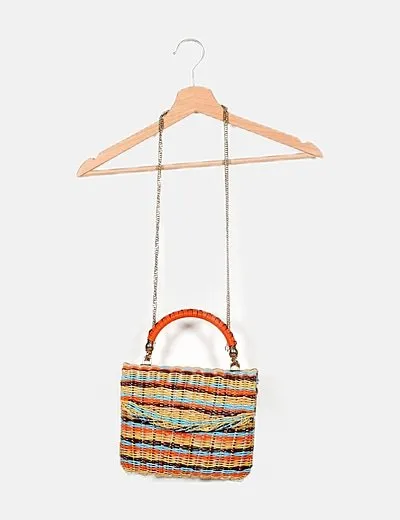 Zara Bolso de mimbre tricolor