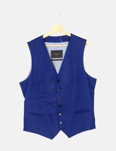 Zara Chaleco azul de vestir