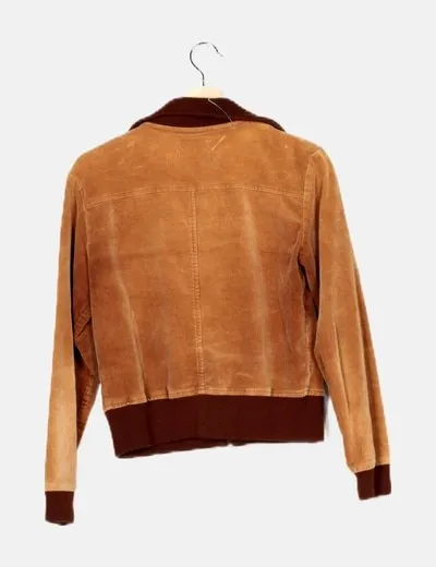 Zara Chaqueta bomber pana camel